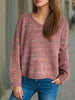 Heathered V-Neck Long Sleeve Sweater test