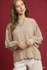 Umgee Linen Scallop Hem Long Sleeve Blouse
