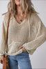 Openwork Dropped Shoulder Hooded Knit Top test