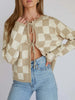 Checkered Tie-Front Cropped Cardigan test