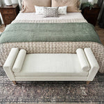 56 Inch Modern Boucle Accent Bench with Round Pillows