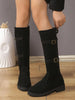 Suede Knee-High Combat Boots with Double Buckle Straps test