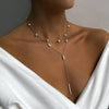 Double Layered Pearl Y-Shaped Necklace test
