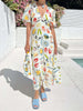 Printed V-Neck Short Sleeve Dress test