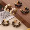 Twisted Leather Rope C-Hoop Earrings test