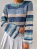 Openwork Striped Color Block Crop Sweater test