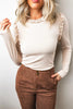 Solid Color Round Neck Frill Detail Long Sleeve Top test