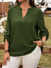 Plus Size Notched Roll-Tab Sleeve Casual Blouse test