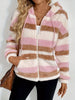 Drawstring Striped Zip Up Hooded Jacket test