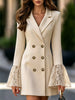 Double-Breasted Blazer Dress with Lace Flare Cuffs test