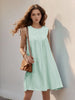 Perfee Button Detail Round Neck Sleeveless Mini Dress test