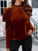 Velvet Mock Neck Long Sleeve Blouse test