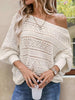 Openwork Boat Neck Lantern Sleeve Sweater test