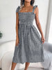 Frill Plaid Square Neck Midi Dress test