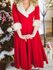 Faux Fur Trim Christmas Dress