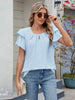 Round Neck Ruffled Layered Sleeve Blouse test