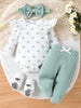 Children's Ruffled Polka Dot Bodysuit and Pants Set with Headband test