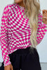 Checkered Mock Neck Long Sleeve Blouse test