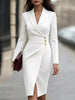 Gold Button Surplice Blazer Dress test