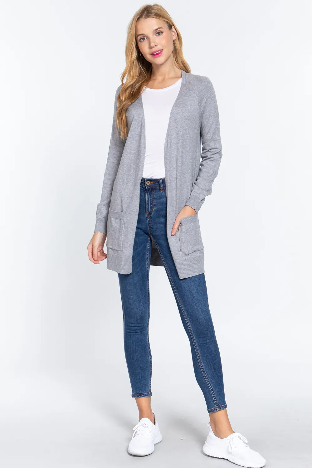 ACTIVE BASIC Open Front Long Sleeve Cardigan - Shopimist