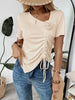 Flower Drawstring Ruched Front Top test