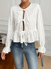 Tie Front Flounce Sleeve Blouse