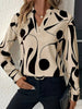 Abstract Print Notched Long Sleeve Blouse test