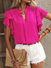 Ruffle Sleeve Notched Blouse test