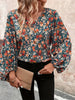Printed V-Neck Balloon Sleeve Blouse test