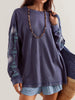Embroidered Round Neck Long Sleeve Sweatshirt test