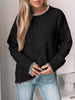 Slit Contrast Trim Round Neck Sweater test