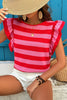 Striped Ruffle Sleeve Summer T-Shirt test