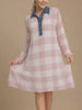 Plus Size Denim Collar Plaid Shirt Dress test