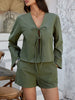 Devine Double Tied V-Neck Top and Shorts Set test