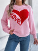 LOVE Heart Round Neck Dropped Shoulder Sweater test
