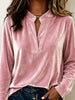 Full Size Velvet Notched Long Sleeve Blouse Plus Size test
