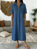 Full Size Casual Short Sleeve Dress with Dual Chest Pockets Plus Size test