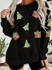 Sequin Christmas Trees Gifts Patched Drop Shoulder Sweatshirt test