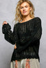 POL Round Neck Long Sleeve Open Weave Sweater