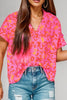 Printed V-Neck Cap Sleeve Blouse test