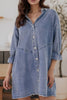Distressed Collared Neck Flounce Sleeve Denim Dress test