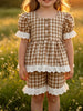 Children's Gingham Ruffle Trim Top and Shorts Set test