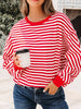 Stripe Exposed Seam Drop Shoulder Casual Top test