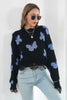 Printed Round Neck Ribbed Long Sleeve Sweater test