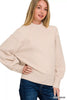 Zenana Viscose Mock Neck Exposed Seam Sweater