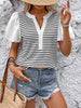 Striped Notched Short Sleeve T-Shirt test