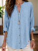 Striped Notched Long Sleeve Blouse test