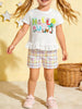 Children's Cartoon Graphic Ruffle Trim Tee & Plaid Shorts Set test