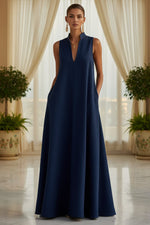 Women's Sleeveless Stand-Collar Maxi Dress