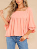 Smocked Square Neck Flounce Sleeve Blouse test